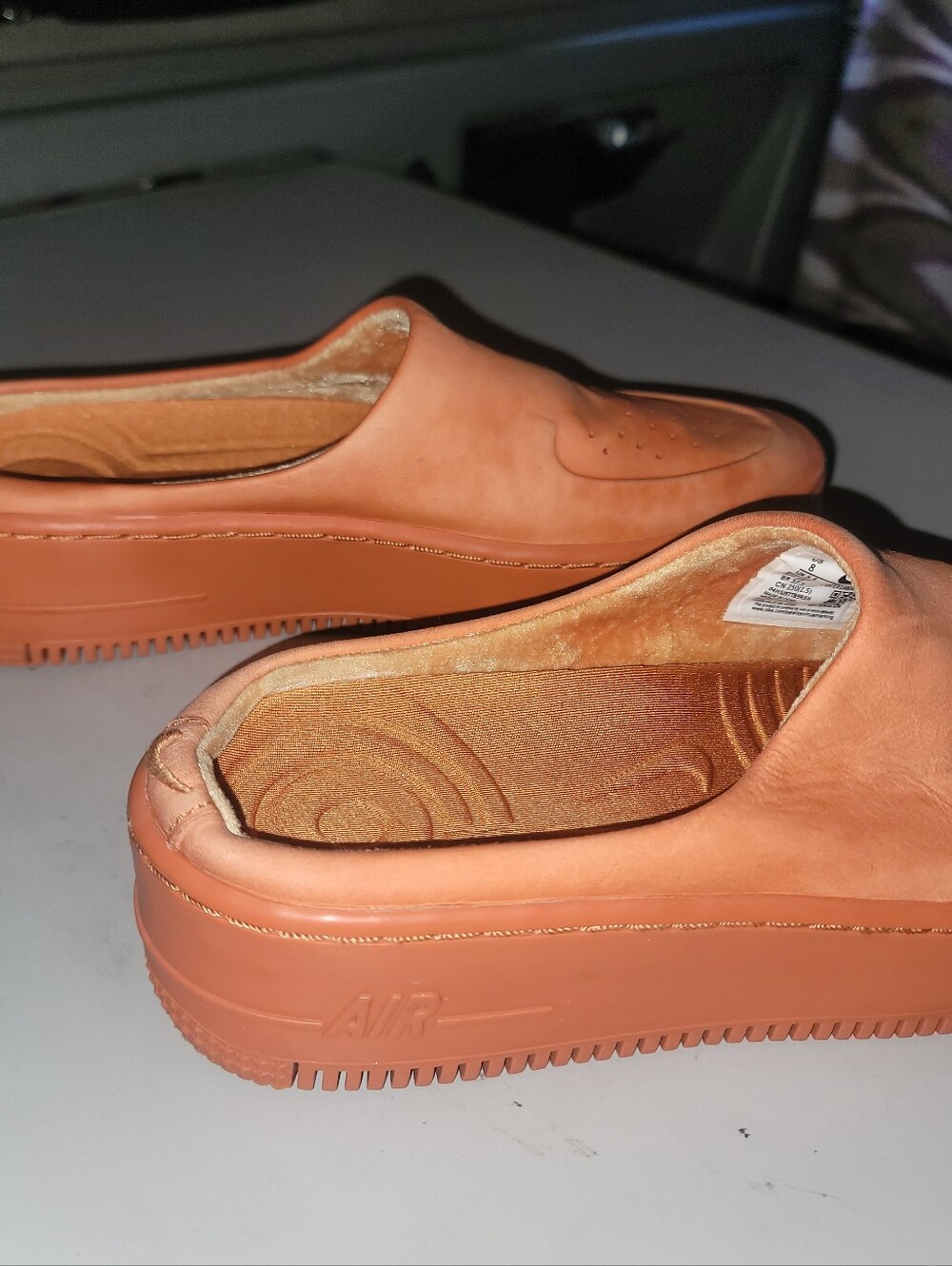 NIKE Air Force 1 Lover XX Leather Mules in Cinder Orange - Picture 7 of 9